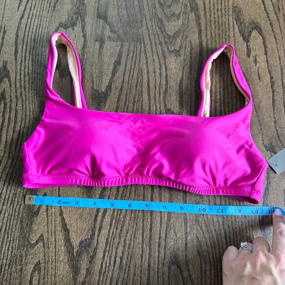 J.Crew Womens Square Neck Radiant Fuchsia Pink Bikini Swim Suit Top Size Medium - Picture 6 of 9